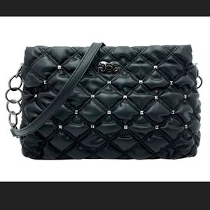 GILDA PARIS black quilted shoulder bag with chain strap and gunmetal hardware